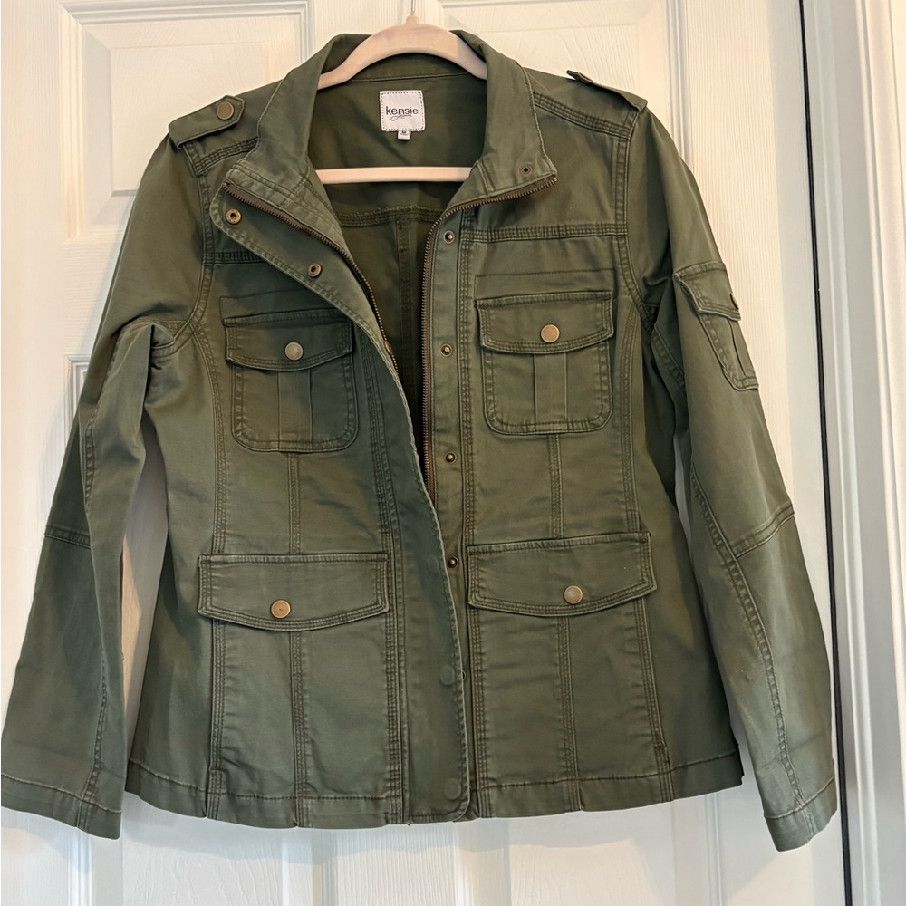 KENSIE WOMENS OLIVE GREEN UTILITY FIELD JACKET, MEDIUM, LIKE NEW - Picture 3 of 6